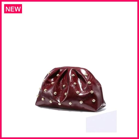 PU Leather Studded Clutch Bag with Magnet Closure for Evening Events